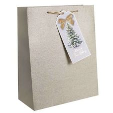 Dísztasak glitteres 26x32 cm arany kártyával ajándéktasak