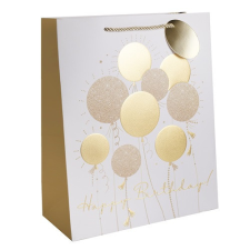  Dísztasak matt 11x14 cm arany lufik Happy Birthday! felirattal ajándéktasak