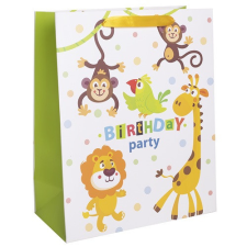 Dísztasak matt 18x23 cm Állati Happy Birthday party ajándéktasak