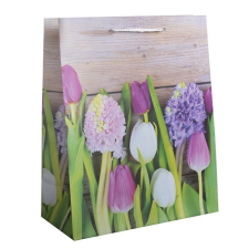 Dísztasak matt 18x23 cm tulipán és jácint ajándéktasak
