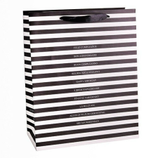  Dísztasak matt 26x32 cm fekete-fehér csíkos ajándéktasak