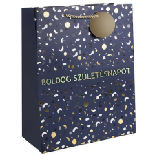  Dísztasak matt 26x32 cm kék/arany Boldog születésnapot felirattal ajándéktasak