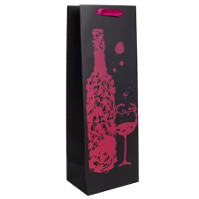Dísztasak matt boros 12x36 cm fekete/pink ajándéktasak