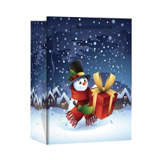 - Dísztasak Special XXL 47x60x16 cm karácsonyi hóemberes színes fényes szalagfüles ajándéktasak