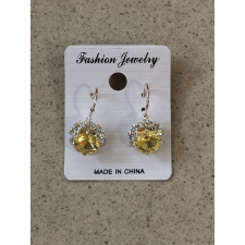  Divatos női fülbevaló, sárga vágott üveg, díszes fém foglalatban fülbevaló