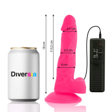 DIVERSIA - RUGALMAS VIBRÁLÓ DILDÓ RÓZSASZÍN 18 CM -O- 4 CM műpénisz, dildó