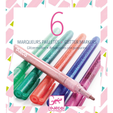Djeco Csillám fílctoll 6 színben - 6 glitter markers - sweet filctoll, marker