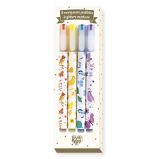 Djeco Csillámtoll, 4 szín - 4 Tinou glitter markers filctoll, marker