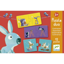 DJECO Párosító puzzle állatfigurákkal 12db-os- ellentétek puzzle, kirakós