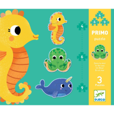 DJECO Primo puzzle - A tengerben, 4, 6, 9 db-os - In the sea puzzle, kirakós