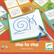 DJECO Rajzolás lépésről lépésre - Állatok - Step by step Animals and Co - Djeco kreatív és készségfejlesztő