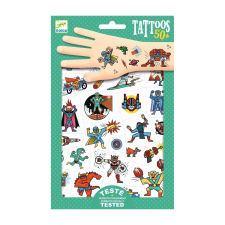 DJECO Tattoos, Heroes vs villains - Tetováló matricák, Szupehősök csillámtetoválás