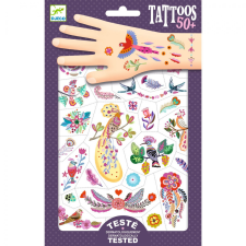 DJECO Tetováló matricák - Madarak - Bright birds csillámtetoválás