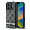 DKNY Checkered Pattern &amp; Printed Stripes iPhone 16 Pro Max hátlap tok, fekete DKHCP16XPCPTSSK