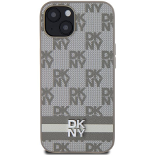 DKNY Checkered Pattern and Stripe iPhone 13 bézs PU bőr tok tok és táska