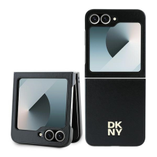 DKNY DKHCZF6PSMCSLK Leather Matal Stack Logo tok Samsung Galaxy Z Flip6 F741 - fekete tok és táska