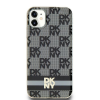 DKNY DKHMN61HCPTSK IML Checkered Mono Pattern &amp; Printed Stripes MagSafe-kompatibilis tok iPhone 11 / Xr - fekete
