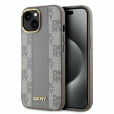 DKNY DKHMP14SPCPVSLE Leather Checkered Mono Pattern MagSafe keménytok iPhone 14 - bézs tok és táska