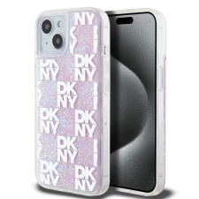 DKNY DKNY Liquid Glitter Checkered Pattern tok iPhone 15 készülékhez rózsaszín tok és táska