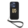 DKNY DKNY PU bőr Stack Logo csuklós pántos tok iPhone 15 Pro Max készülékhez fekete