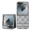DKNY DKNY PU Leather Checkered Pattern and Stripe tok Samsung Galaxy Z Flip 6 készülékhez bézs