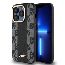DKNY DKNY PU Leather Checkered Pattern Magsafe tok iPhone 15 Pro készülékhez fekete tok és táska