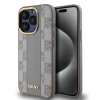 DKNY DKNY PU Leather Checkered Pattern Magsafe tok iPhone 15 Pro Max készülékhez bézs