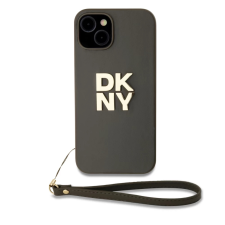 DKNY DKNY PU Leather Stack Logo csuklópántos tok iPhone 13 készülékhez barna tok és táska