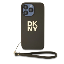 DKNY DKNY PU Leather Stack Logo csuklós tok iPhone 14 Pro készülékhez barna tok és táska