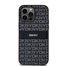DKNY iPhone 14 Pro Ismétlődő mintás PU Bőr Telefon tok - Fekete (DKHCP14LPRTHSLK) tok és táska