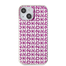 DKNY iPhone 15 Ismétlődő mintás PC TPU Telefon tok - Pink (DKHCP15SHOPECP) mobiltelefon kellék