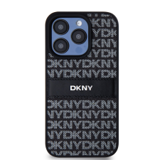 DKNY iPhone 15 Pro Ismétlődő mintás PU Bőr Telefon tok - Fekete (DKHCP15LPRTHSLK) tok és táska