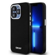 DKNY iPhone 15 Pro MagSafe Fém LOGO keménykeretes Szilikon Telefon tok - Fekete (DKHMP15LSMCHLK) tok és táska