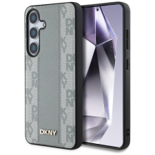 DKNY Leather Checkered Pattern Samsung Galaxy S25 MagSafe hátlap tok, szürke tok és táska