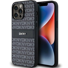 DKNY Leather Mono Stripe & Metal Logo tok iPhone 14 Pro - fekete tok és táska
