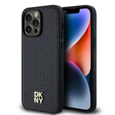 DKNY Leather Pattern Metal Logo MagSafe-kompatibilis tok iPhone 14 Pro - fekete tok és táska