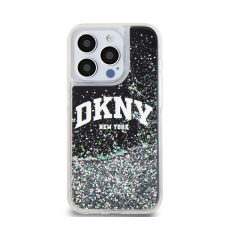 DKNY Liquid Glitter Arch Logo iPhone 15 Pro hátlap tok, fekete tok és táska