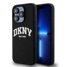 DKNY Liquid Silicone White Printed Logo MagSafe kompatibilis tok iPhone 14 Pro - fekete tok és táska