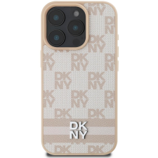 DKNY PU Leather Checkered Pattern and Stripe iPhone 16 Pro Pink tok (DKHCP16LPCPTSSP) tok és táska