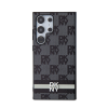 DKNY PU Leather Checkered Pattern and Stripe Samsung Galaxy S24 Ultra hátlap tok, fekete