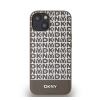 DKNY PU Leather Repeat Pattern Bottom Stripe Apple iPhone 13 Magsafe kompatibilis hátlap tok, barna
