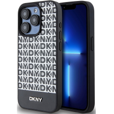 DKNY PU Leather Repeat Pattern Bottom Stripe Apple iPhone 14 Pro Magsafe kompatibilis hátlap tok, fekete tok és táska