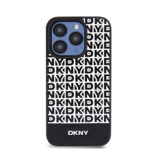 DKNY PU Leather Repeat Pattern Bottom Stripe Apple Iphone 15 Pro tok, fekete tok és táska