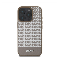 DKNY PU Leather Repeat Pattern Bottom Stripe iPhone 16 Pro MagSafe tok, barna tok és táska