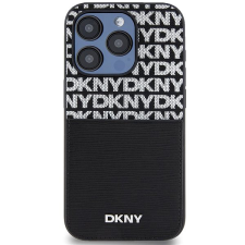 DKNY PU Leather Repeat Pattern Card Pocket iPhone 14 Pro fekete tok tok és táska
