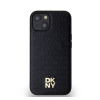 DKNY PU Leather Repeat Pattern Stack Logo Apple iPhone 15 Magsafe kompatibilis hátlap tok, fekete