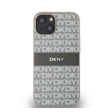 DKNY PU Leather Repeat Pattern Tonal Stripe Apple iPhone 14 hátlap tok, bézs tok és táska