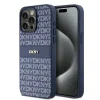 DKNY PU Leather Repeat Pattern Tonal Stripe Apple iPhone 15 Pro Max hátlap tok, kék