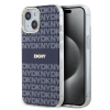 DKNY PU Leather Repeat Pattern Tonal Stripe iPhone 13 tok, kék