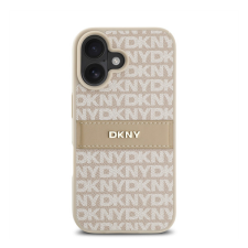 DKNY PU Leather Repeat Pattern Tonal Stripe iPhone 16 Plus tok, rózsaszín tok és táska